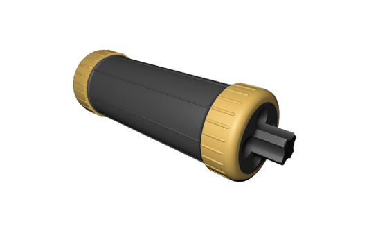 Durchgangs-Erdmuffe, LxØ 190x70mm, IP68 - wasserdicht bis 1m, 230V, schwarz/gelb