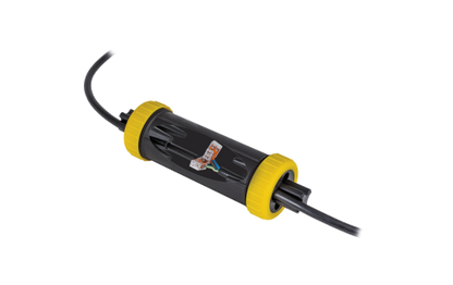 Durchgangs-Erdmuffe, LxØ 190x70mm, IP68 - wasserdicht bis 1m, 230V, schwarz/gelb