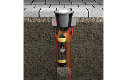 Durchgangs-Erdmuffe, LxØ 190x70mm, IP68 - wasserdicht bis 1m, 230V, schwarz/gelb