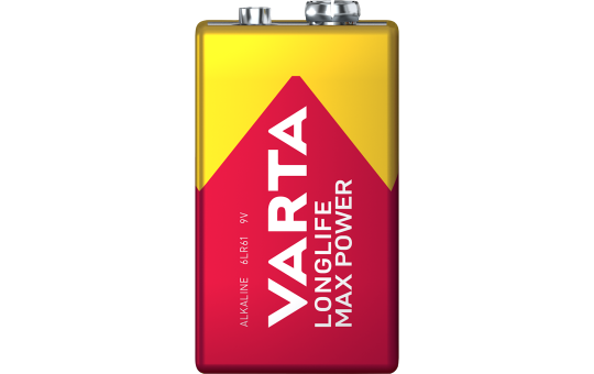 9V-Block Batterie VARTA  ''Longlife Max Power'' Alkaline, 6LR61, 9V