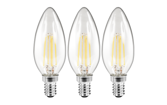 LED Filament Set McShine, 3x Kerzenlampe, E14, 2W, 260lm, warmweiß, klar