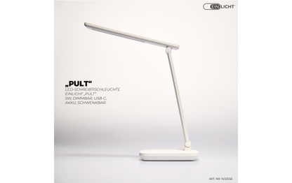 LED-Schreibtischleuchte EINLICHT ''Pult'' 5W, dimmbar, USB-C, Akku, schwenkbar