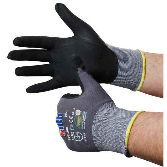 Montage-Feinstrickhandschuhe, Größe 10/XL, grau, 13G-Trägermaterial, Kautschuk