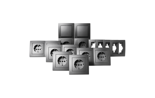 Schalter und Steckdosen Set McPower Flair ''Standard Plus'' 21-teilig, anthrazit