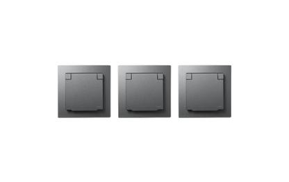 Schutzkontakt-Steckdose McPower ''Flair'', 250V~/16A, UP, IP44, anthrazit,3er-Pack