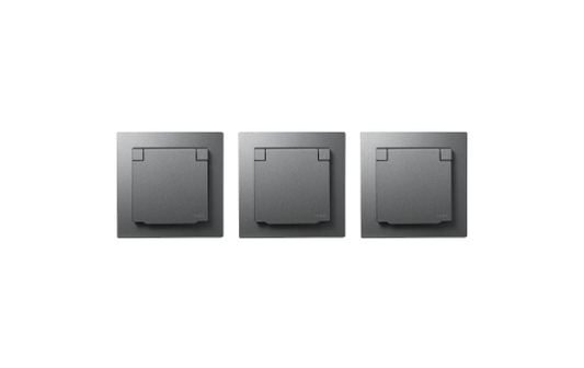 Schutzkontakt-Steckdose McPower ''Flair'', 250V~/16A, UP, IP44, anthrazit,3er-Pack