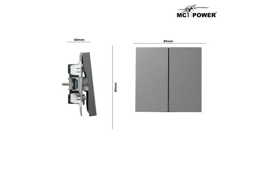 Serien-Schalter McPower ''Shallow'' 2-fach, 250V~/10A, Steckanschluss, anthrazit