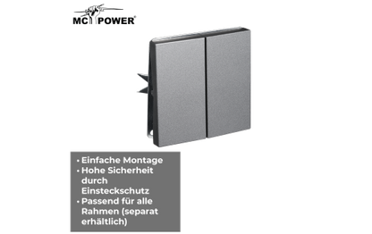 Serien-Schalter McPower ''Shallow'' 2-fach, 250V~/10A, Steckanschluss, anthrazit