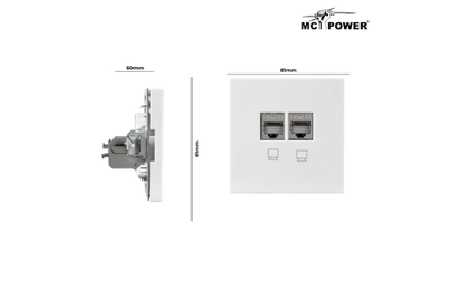 Netzwerk-Dose McPower ''Shallow'' CAT6A, UP, weiß, vollgeschirmt