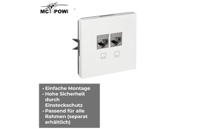 Netzwerk-Dose McPower ''Shallow'' CAT6A, UP, weiß, vollgeschirmt