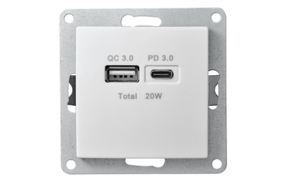 USB-Ladedose McPower ''Flair'' 2-fach, USB-C, PD 3.0 20W, weiß