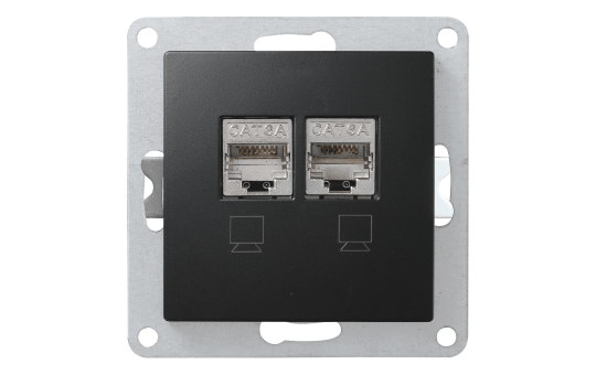 Netzwerk-Dose McPower ''Flair'' CAT6A, UP, matt schwarz, vollgeschirmt