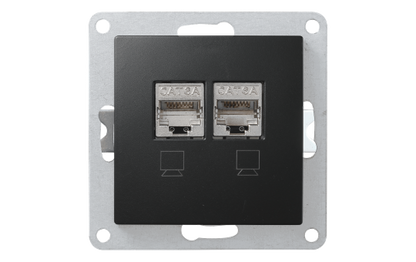 Netzwerk-Dose McPower ''Flair'' CAT6A, UP, matt schwarz, vollgeschirmt