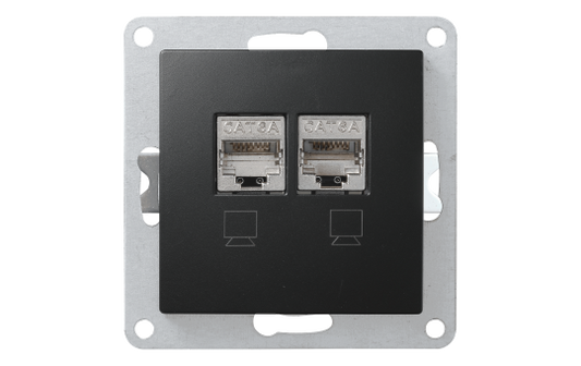 Netzwerk-Dose McPower ''Flair'' CAT6A, UP, matt schwarz, vollgeschirmt