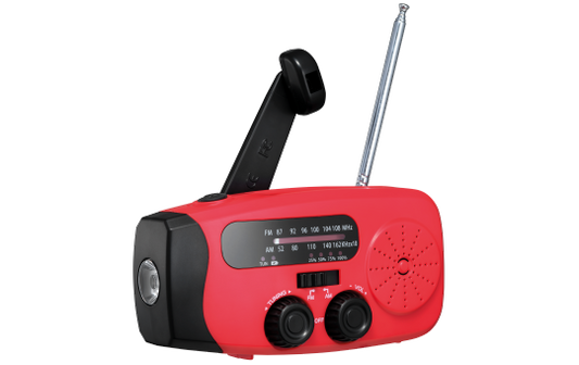 Notfall-Solarradio ''NFS-2005'' Kurbel, Akku, USB, Taschenlampe, Powerbank