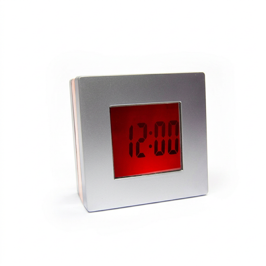 Digitale Uhr mit Multifunktionssensor – quadratisches Gehäuse mit rotem LED-Display